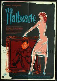 1k112 EVA German movie poster '58 Die Halbzarte, super sexy artwork of Romy Schneider by Engel!