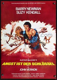 1k119 FEAR IS THE KEY German movie poster '73 Alistair MacLean, art of Barry Newman & Suzy Kendall!