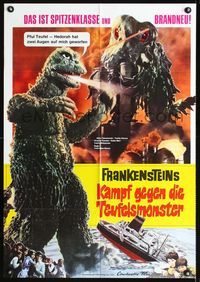 1k140 GODZILLA VS. THE SMOG MONSTER German movie poster '71 Gojira tai Hedora, Toho Japanese sci-fi!