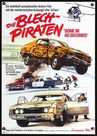 1k142 GONE IN 60 SECONDS German movie poster '76 cool car chase artwork!