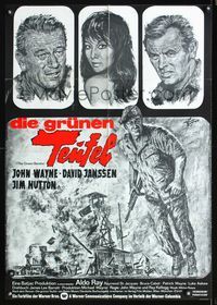 1k144 GREEN BERETS German R70s John Wayne, David Janssen, Jim Hutton, cool Goetze Vietnam War art!