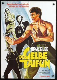 1k146 DER GELBE TAIFUN German movie poster '76 cool art of Bruce Lee as Kato against men with guns!