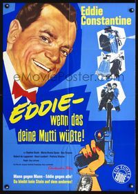 1k169 LAISSEZ TIRER LES TIREURS German movie poster '64 Eddie Constantine, cool crime artwork!