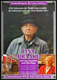 1k177 LINA BRAAKE German movie poster '75 Bernhard Sinkel, close up of frowning Lina Carstens!