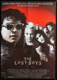 1k180 LOST BOYS German movie poster '87 Kiefer Sutherland, Corey Feldman, teen vampires!