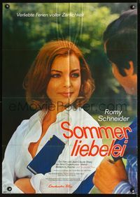 1k182 LOVING IN THE RAIN German movie poster '74 Jean-Claude Brialy, sexy Romy Schneider close up!
