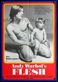 1k042 ANDY WARHOL'S FLESH German poster '68 naked Joe Dallesandro & infant by Francesco Scavullo!