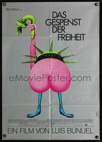 1k205 PHANTOM OF LIBERTY German movie poster '74 Luis Bunuel, wacky erotic Statue of Liberty art!