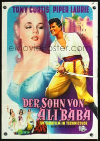 1k229 SON OF ALI BABA German movie poster '52 artwork of Tony Curtis & sexy Piper Laurie by Rehak!