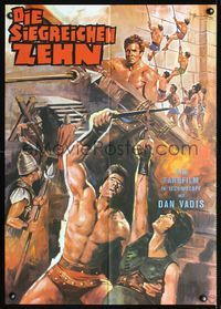 1k157 IL TRIONFO DEI DIECI GLADIATORI German movie poster '64 cool artwork of hunky gladiators!