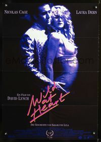 1k265 WILD AT HEART German movie poster '90 David Lynch, sexiest image of Nicolas Cage & Laura Dern!