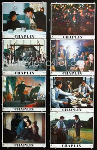 1k308 CHAPLIN 8 Mexican movie lobby cards '92 Robert Downey Jr. as Charlie, Dan Aykroyd!
