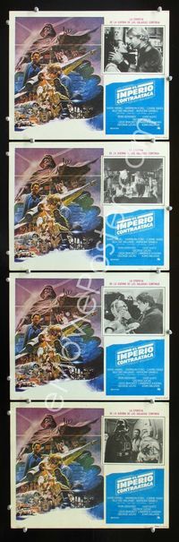 1k446 EMPIRE STRIKES BACK 4 Mexican movie lobby cards '80 George Lucas classic, best border art!