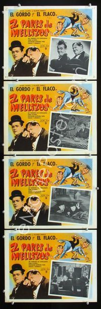 1k447 OUR RELATIONS 4 Mexican movie lobby cards R60s great images of Stan Laurel & Oliver Hardy!