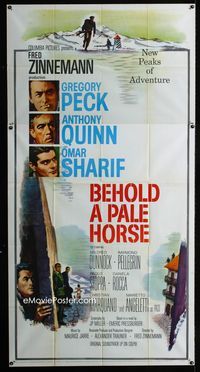 1m252 BEHOLD A PALE HORSE 3sheet '64 Gregory Peck, Anthony Quinn, Sharif, from Pressburger's novel!