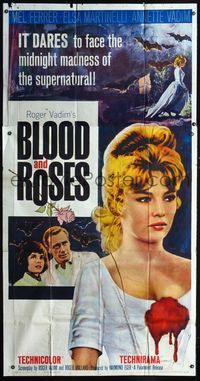 1m261 BLOOD & ROSES three-sheet poster '61 Et mourir de plaisir, Roger Vadim, sexiest Annette Vadim!