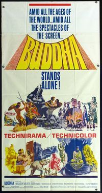 1m281 BUDDHA int'l three-sheet movie poster '63 Kenji Misumi's Shaka, Japanese religious epic!