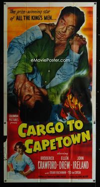 1m291 CARGO TO CAPETOWN three-sheet movie poster '50 Broderick Crawford, Ellen Drew, John Ireland