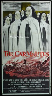 1m292 CARMELITES three-sheet poster '60 artwork of French Catholic nuns Jeanne Moreau & Alida Valli!