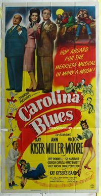 1m293 CAROLINA BLUES three-sheet poster '44 Kay Kyser and His Band, Ann Miller & her sexy legs!