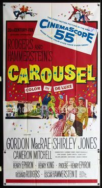 1m294 CAROUSEL three-sheet poster '56 Shirley Jones, Gordon MacRae, Rodgers & Hammerstein musical!