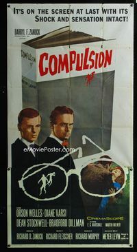 1m307 COMPULSION 3sh '59 crazy Dean Stockwell & Bradford Dillman try to commit the perfect murder!
