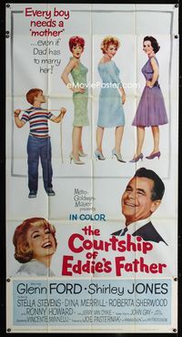 1m310 COURTSHIP OF EDDIE'S FATHER three-sheet '63 Ron Howard helps Glenn Ford choose his new mother!