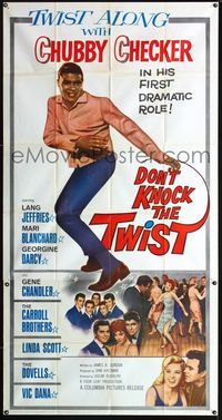 1m334 DON'T KNOCK THE TWIST 3sheet '62 full-length image of dancing Chubby Checker, rock & roll!