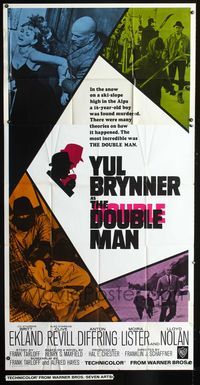 1m337 DOUBLE MAN three-sheet movie poster '67 Yul Brynner struggles with sexy Britt Ekland!