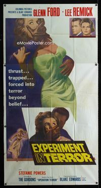 1m353 EXPERIMENT IN TERROR 3sheet '62 Glenn Ford, Lee Remick, more tension than the heart can bear!
