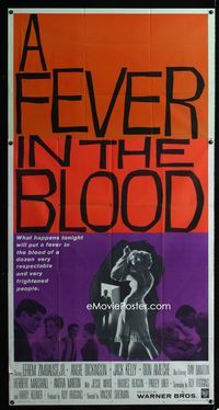 1m361 FEVER IN THE BLOOD three-sheet movie poster '61 sexy Angie Dickinson, Efrem Zimbalist Jr.