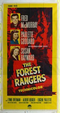 1m371 FOREST RANGERS three-sheet movie poster R58 Fred MacMurray, Paulette Goddard, Susan Hayward