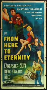 1m375 FROM HERE TO ETERNITY 3sh '53 different art of Lancaster, Kerr, Sinatra, Donna Reed & Clift!