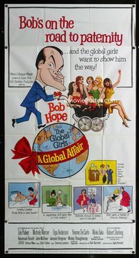 1m391 GLOBAL AFFAIR three-sheet poster '64 great art of Bob Hope & sexy girls, Yvonne De Carlo