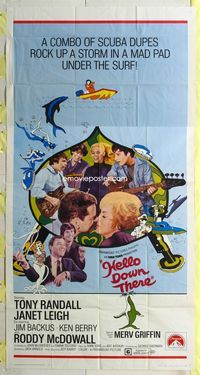 1m407 HELLO DOWN THERE 3sh '69 Tony Randall & Janet Leigh in wacky ocean sci-fi rock & roll comedy!