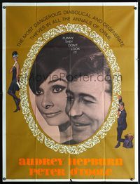 1m417 HOW TO STEAL A MILLION top 2/3 3sh '66 portrait & art of Audrey Hepburn & Peter O'Toole, Wyler