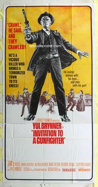 1m427 INVITATION TO A GUNFIGHTER 3sheet '64 vicious killer Yul Brynner brings a town to its knees!