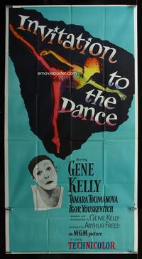 1m428 INVITATION TO THE DANCE 3sheet '57 Gene Kelly, great different artwork of sexy ballet dancer!