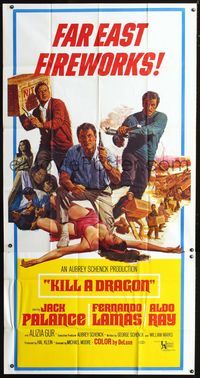 1m443 KILL A DRAGON three-sheet movie poster '67 Jack Palance, Far East fireworks, cool artwork!