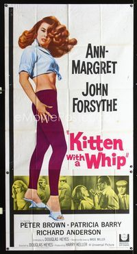 1m446 KITTEN WITH A WHIP three-sheet movie poster '64 huge full-length artwork of sexy Ann-Margret!