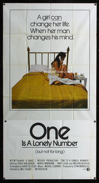 1m496 ONE IS A LONELY NUMBER three-sheet movie poster '72 Trish Van Devere in nightie in bed alone!