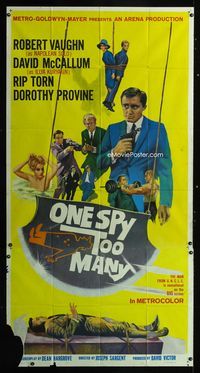 1m497 ONE SPY TOO MANY three-sheet poster '66 Robert Vaughn, David McCallum, The Man from UNCLE!