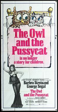 1m501 OWL & THE PUSSYCAT three-sheet '71 sexiest Barbra Streisand, no longer a story for children!