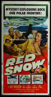 1m527 RED SNOW three-sheet poster '52 Guy Madison, Ray Mala & sexy Eskimo babe covered only in fur!