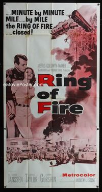1m532 RING OF FIRE three-sheet '61 it closes on David Janssen & Joyce Taylor minute by minute!
