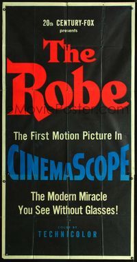 1m534 ROBE 3sheet '53 1st motion picture in Cinemascope, the Modern Miracle You See Without Glasses!