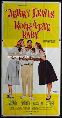 1m535 ROCK-A-BYE BABY 3sheet '58 Jerry Lewis with Marilyn Maxwell, Connie Stevens, and triplets!