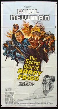 1m559 SECRET WAR OF HARRY FRIGG 3sh '68 really cool different art of Paul Newman throwing grenade!