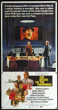 1m564 SHOES OF THE FISHERMAN three-sheet '69 Pope Anthony Quinn tries to prevent World War III!