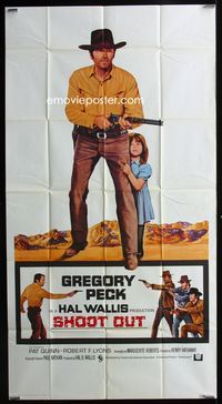 1m565 SHOOT OUT int'l three-sheet '71 great full-length image of gunfighter Gregory Peck with rifle!